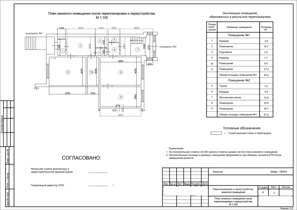 Проект переустройства и или перепланировки помещения